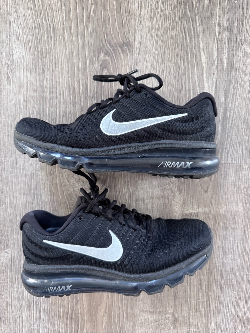 Nike Black and Silver Air Max Sneakers